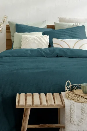 Bon Marché Parure de lit 'Mahina' nid d'abeille bleue